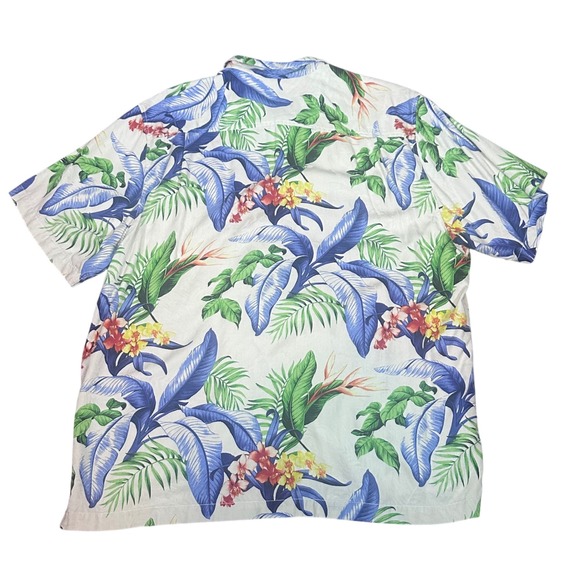 Tommy Bahama Shirt Men's XL White Blue Tropical Floral 100% Silk Camp Shirt - Picture 3 of 11